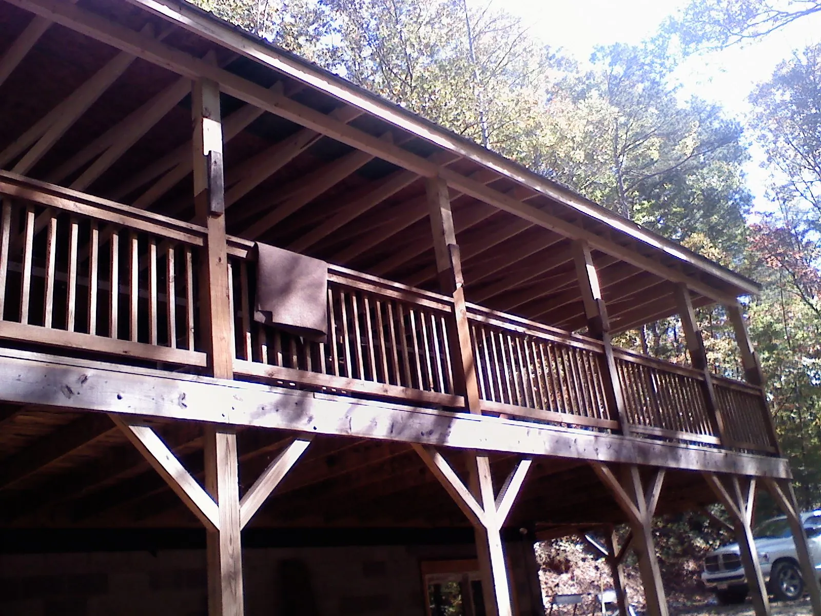 Timber framing under a new elevated porch and deck — Roof Leak Repair in Mackey by Roofing Brothers