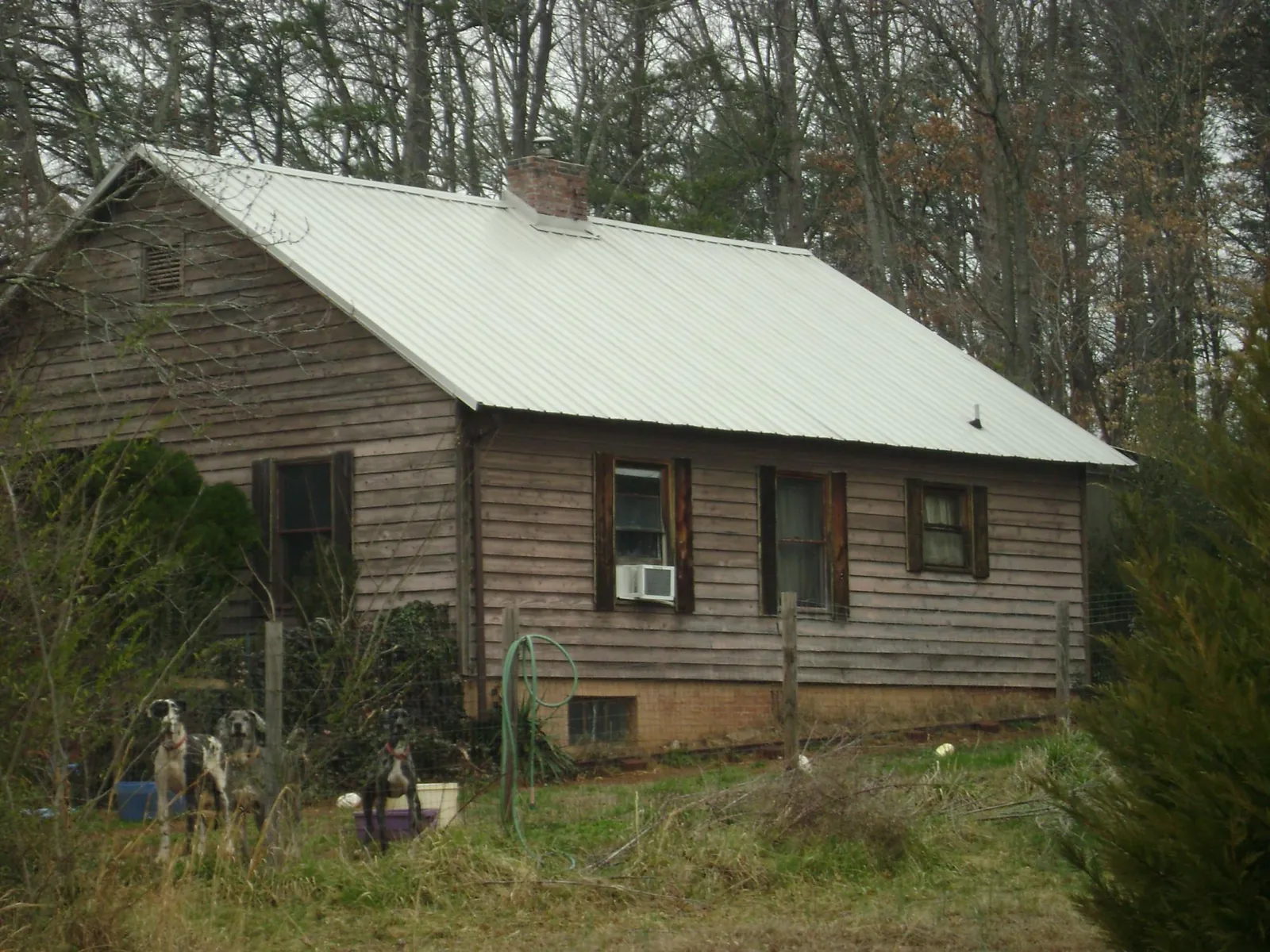 White metal roof on an old wood sided farmhouse, from a Asphalt Shingle Roof Repair job in Mackey